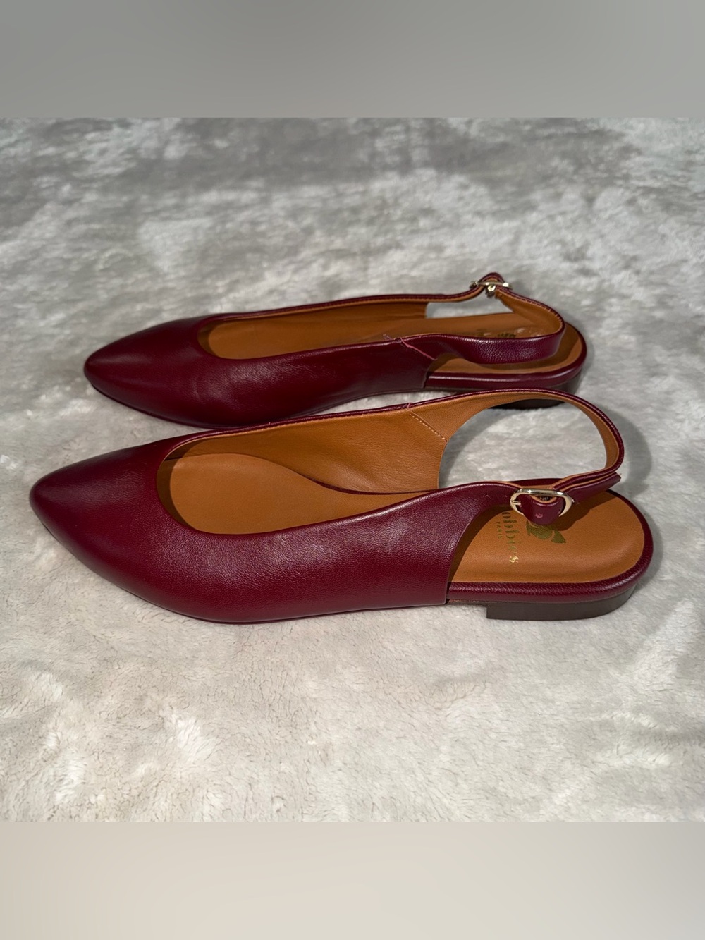 Bobbies Paris Anouk Square Toe Ballet Flats In Garnet Wimen’s Size 39 - Picture 5 of 10